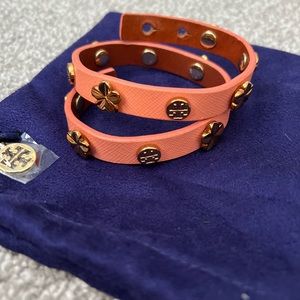 Tory Burch - Pink and Gold Flower wrap bracelet